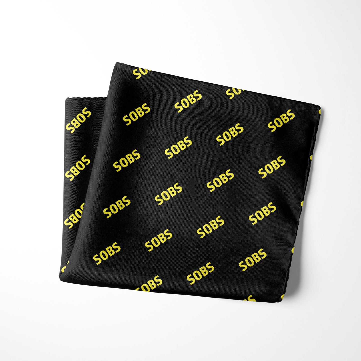 Semiahmoo Old Boys Pocket Square - Black w/ Yellow SOB Pattern