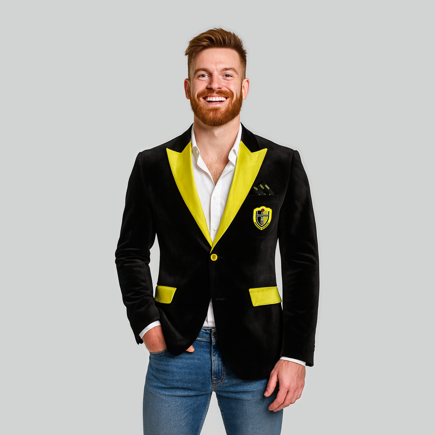 Semiahmoo Old Boys Pocket Square - Black w/ Yellow SOB Pattern